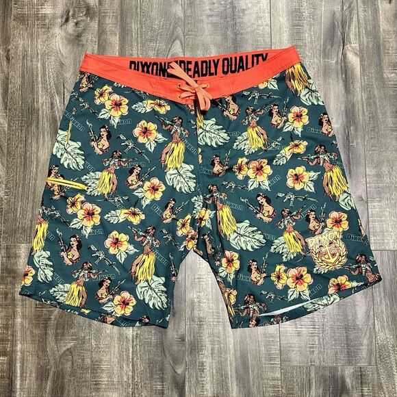 Dixxon Flannel Mens Board Shorts 38 Deadly Quality Hula Girl - Picture 1 of 6